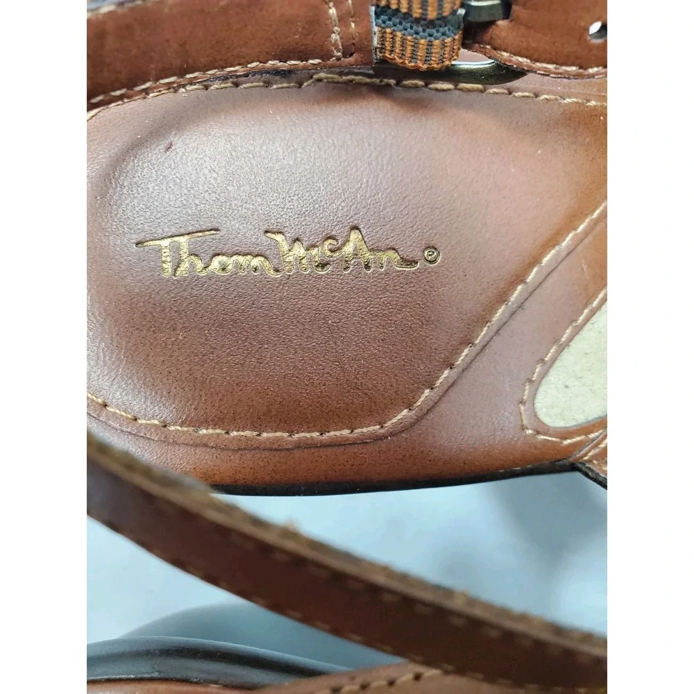 Thom McAn‎ Open Toe Slingback Sandals Wedge Heel Boho Braided Sandals Size 9W